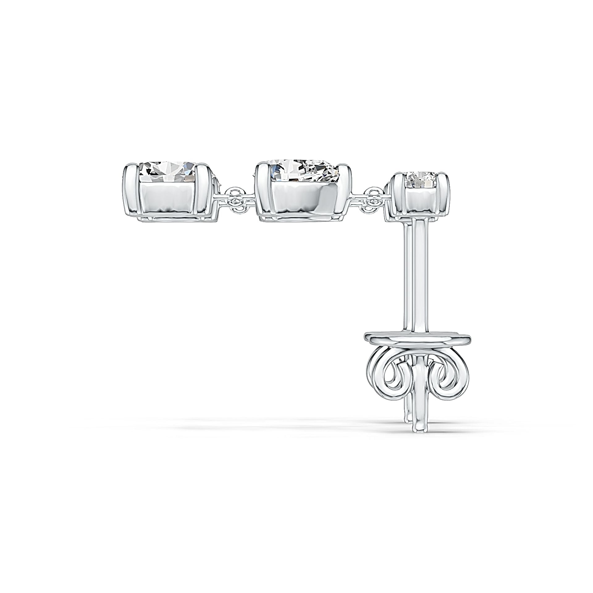 Sterling Silver Semi Mount Earrings Setting Oval OV 4X3mm PE 4X3mm RD 2.5mm - Syzjewelry