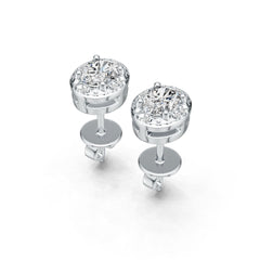 18K Gold Semi Mount Earrings Setting Oval OV 5X4mm Halo Diamond Accent DHJ