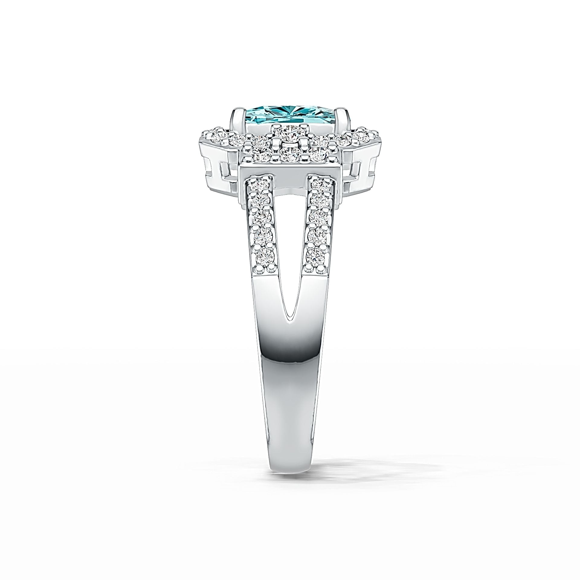 Sterling Silver Semi Mount Ring Setting Cushion CU 8X6mm with White Topaz DHJ
