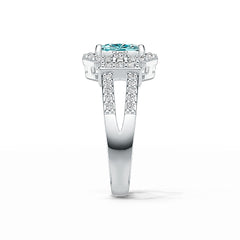 Sterling Silver Semi Mount Ring Setting Cushion CU 8X6mm with White Topaz DHJ