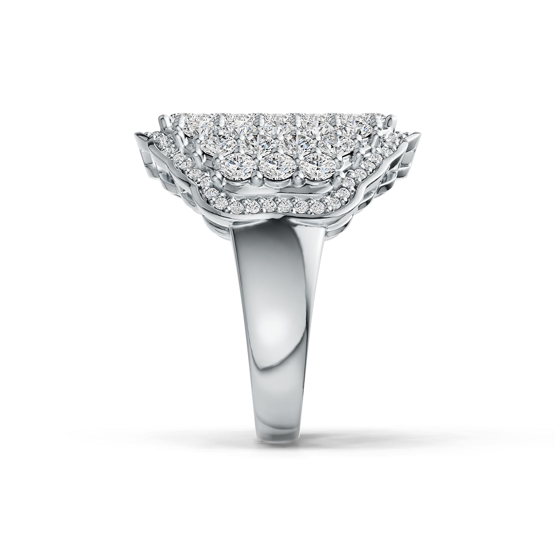 Sterling Silver Cocktail Ring Scalloped with White Topaz or Moissanite DHJ