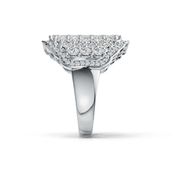 Sterling Silver Cocktail Ring Scalloped with White Topaz or Moissanite DHJ