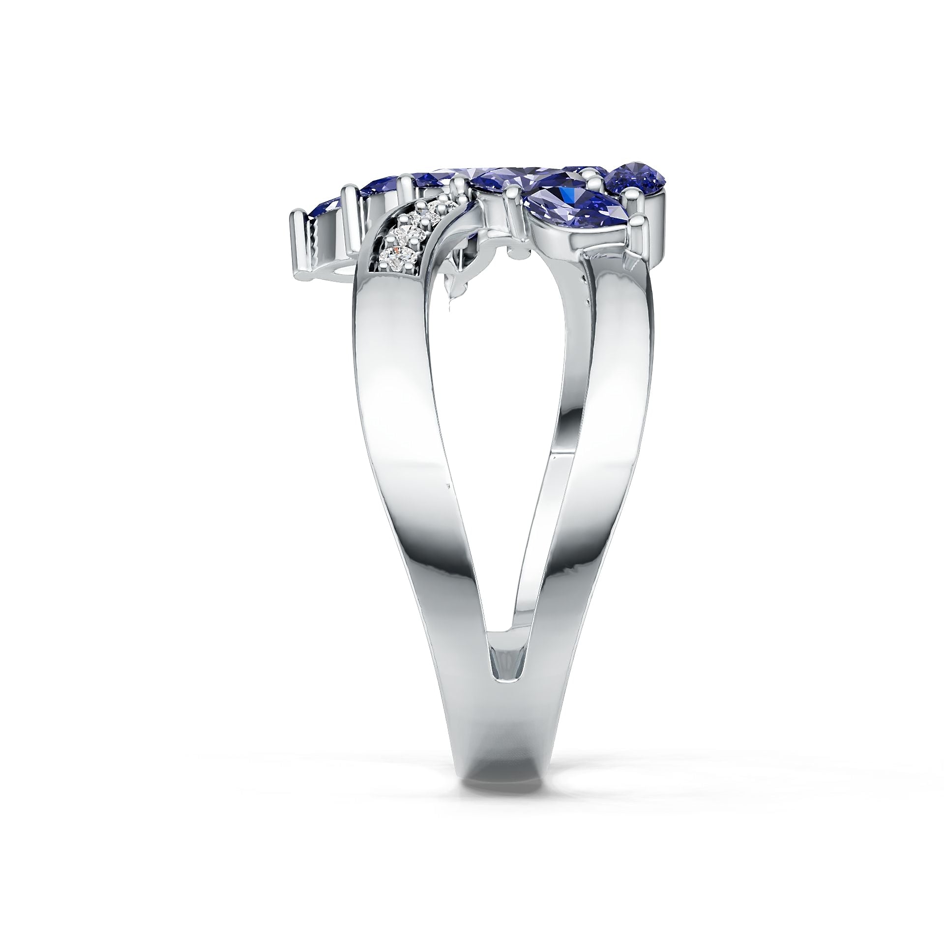 Sterling Silver Semi Mount Ring Setting Marquise MQ 5x2mm Diamond Accent DHJ