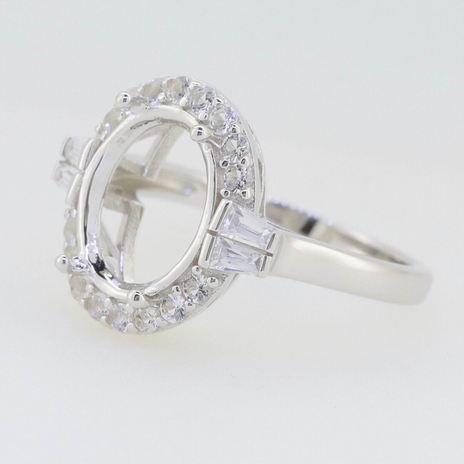 18K Gold Semi Mount Ring Setting Oval OV 12X10mm Diamond Accent DHJ