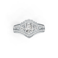 10K Gold Semi Mount Ring Setting Round RD 6x6mm Moissanite Accent DHJ