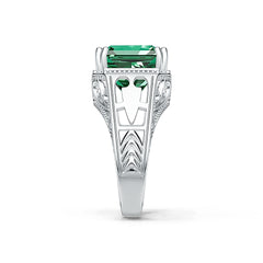 Sterling Silver Semi Mount Ring Setting Asscher SQ 12X12mm Art Deco Style Syzjewelry