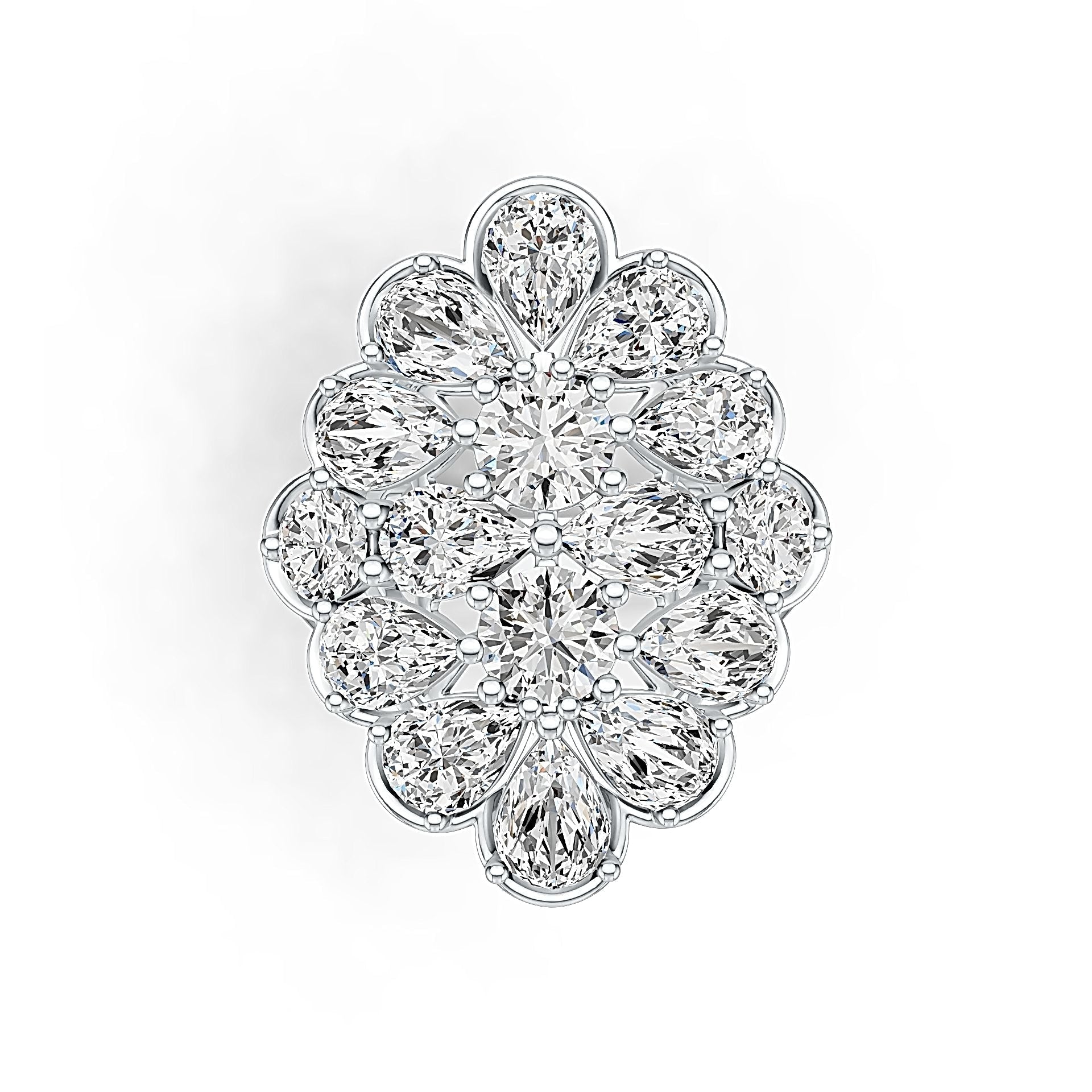 14K Gold Semi Mount Ring Setting Oval OV 7X5mm RD 6X6mm RD 5X5mm Diamond Accent DHJ