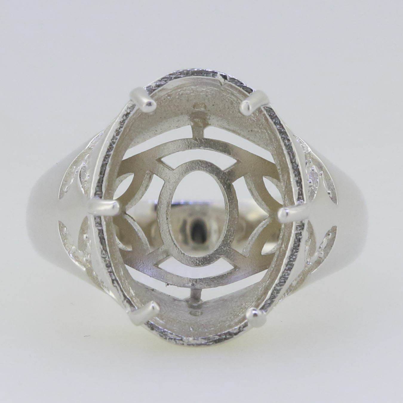 Platinum Semi Mount Ring Setting Oval OV 16x12mm PJC15071 Diamond Accent Syzjewelry