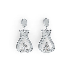 18K Gold Semi Mount Earrings Setting Pear PE 7X5mm Tulip Theme DHJ