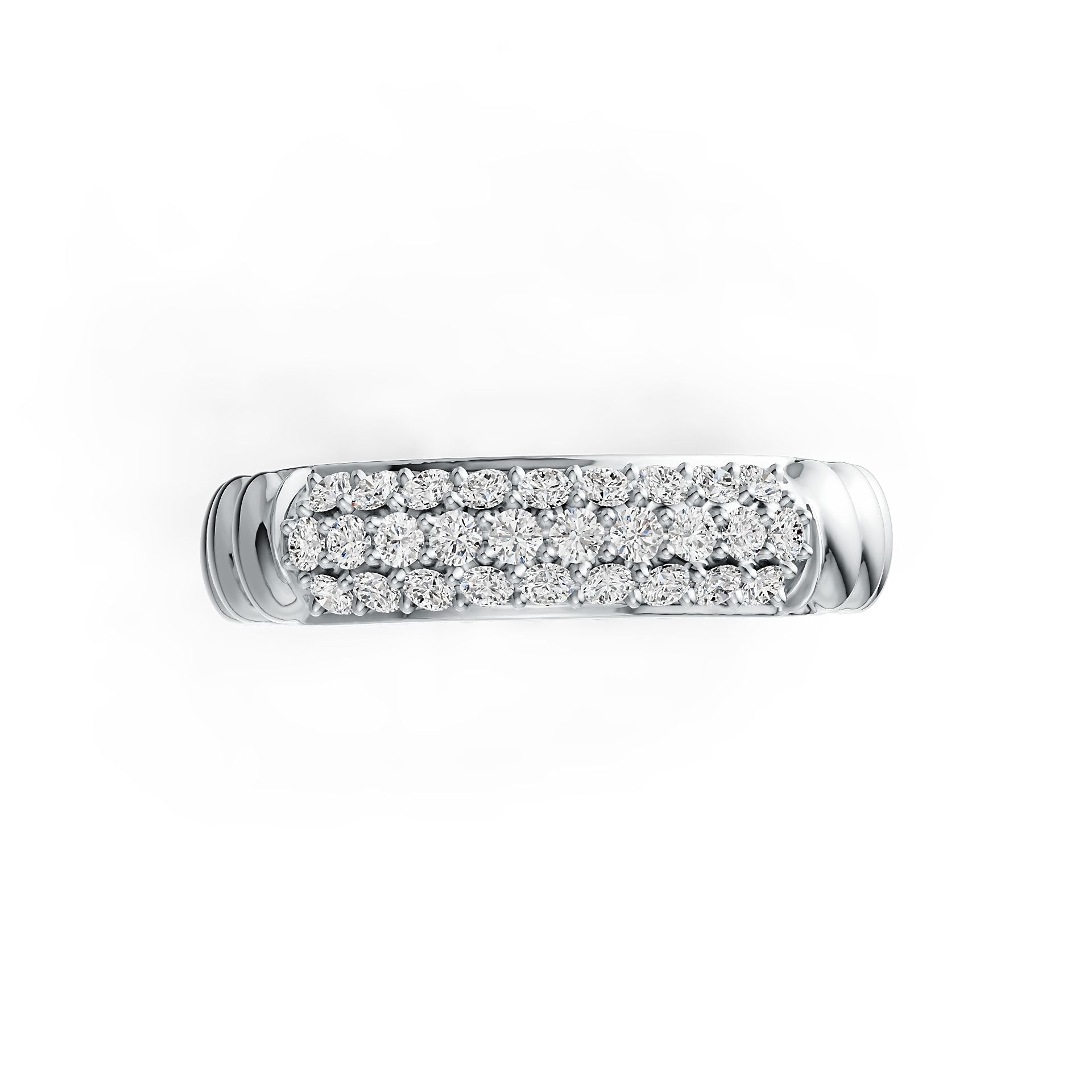 18K Gold Half Enternity Band Ring with Rope Band with White Topaz or Moissanite Diamond Accent DHJ