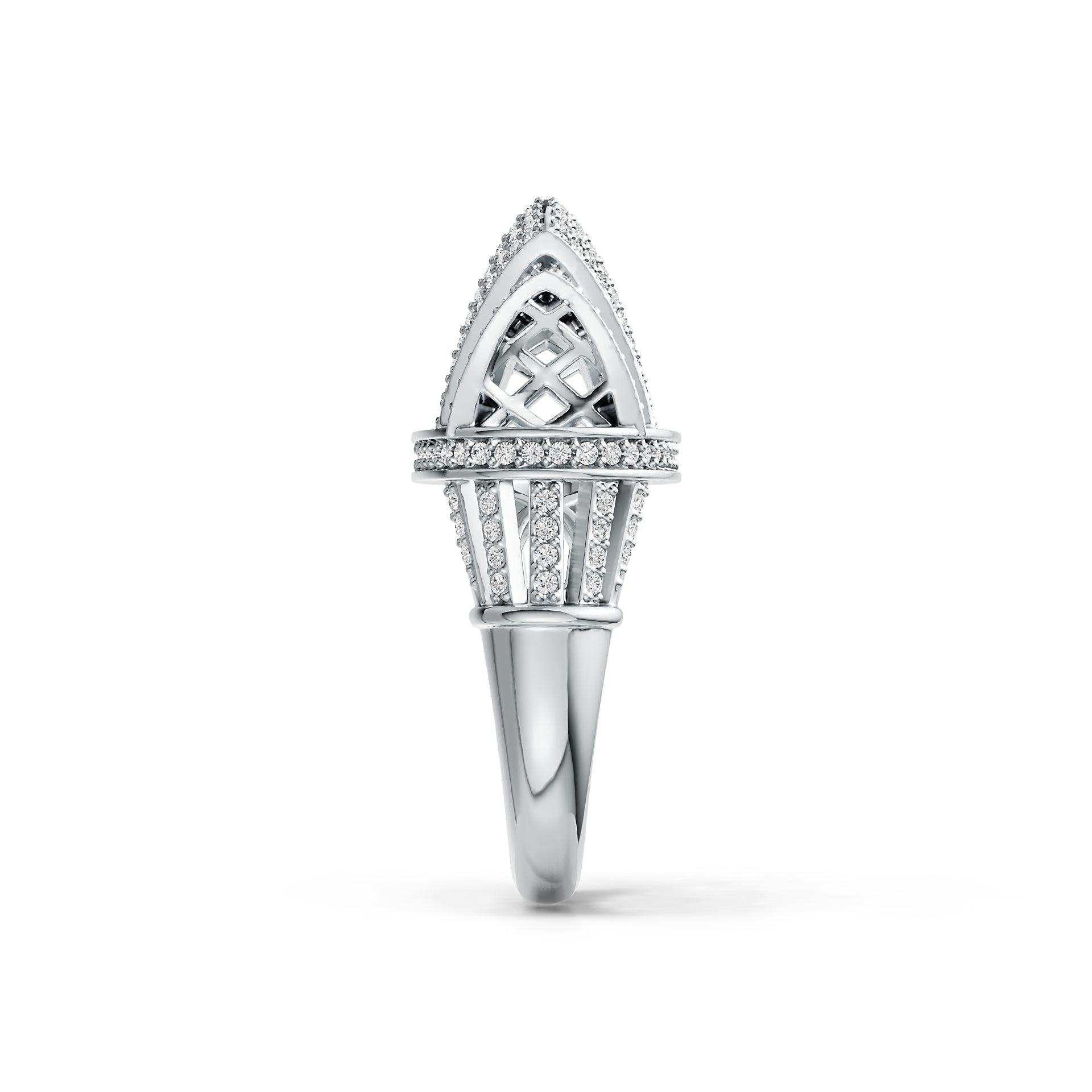 Sterling Silver Ring Sydney Opera House Theme with White Topaz or Moissanite DHJ