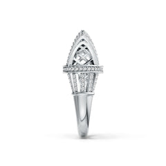 Sterling Silver Ring Sydney Opera House Theme with White Topaz or Moissanite DHJ