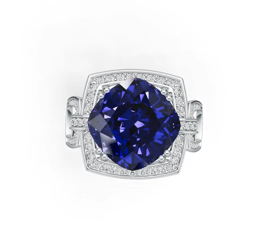 Platinum Semi Mount Ring Setting Cushion CU 12X12mm with Diamond Accent DHJ