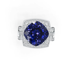 Platinum Semi Mount Ring Setting Cushion CU 12X12mm with Diamond Accent DHJ