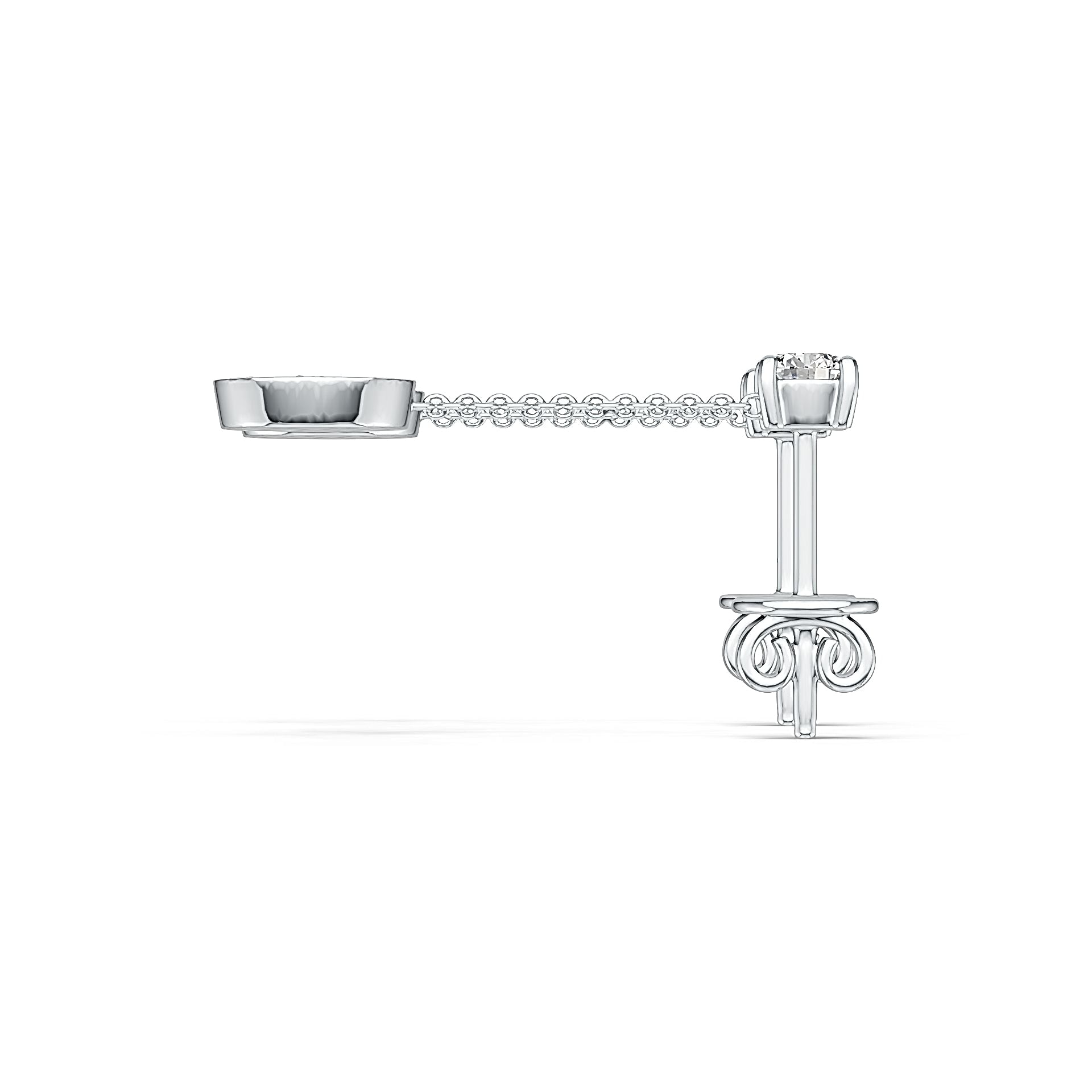 Platinum Semi Mount Earrings Setting Round RD 3.5mm Diamond Accent DHJ