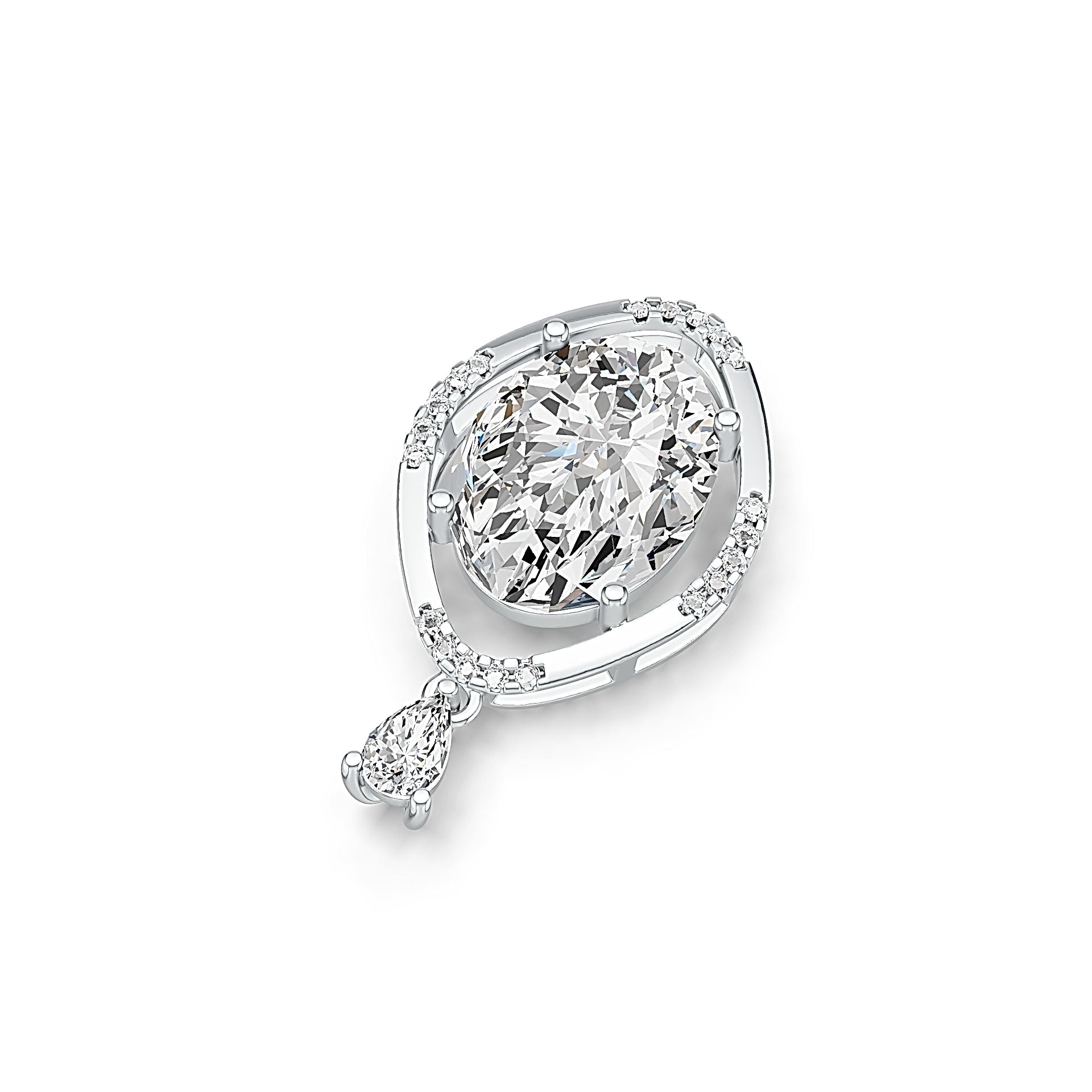 18K Gold Semi Mount Pendant Setting Oval OV 16x12mm PE 6x4mm Diamond Accent Syzjewelry