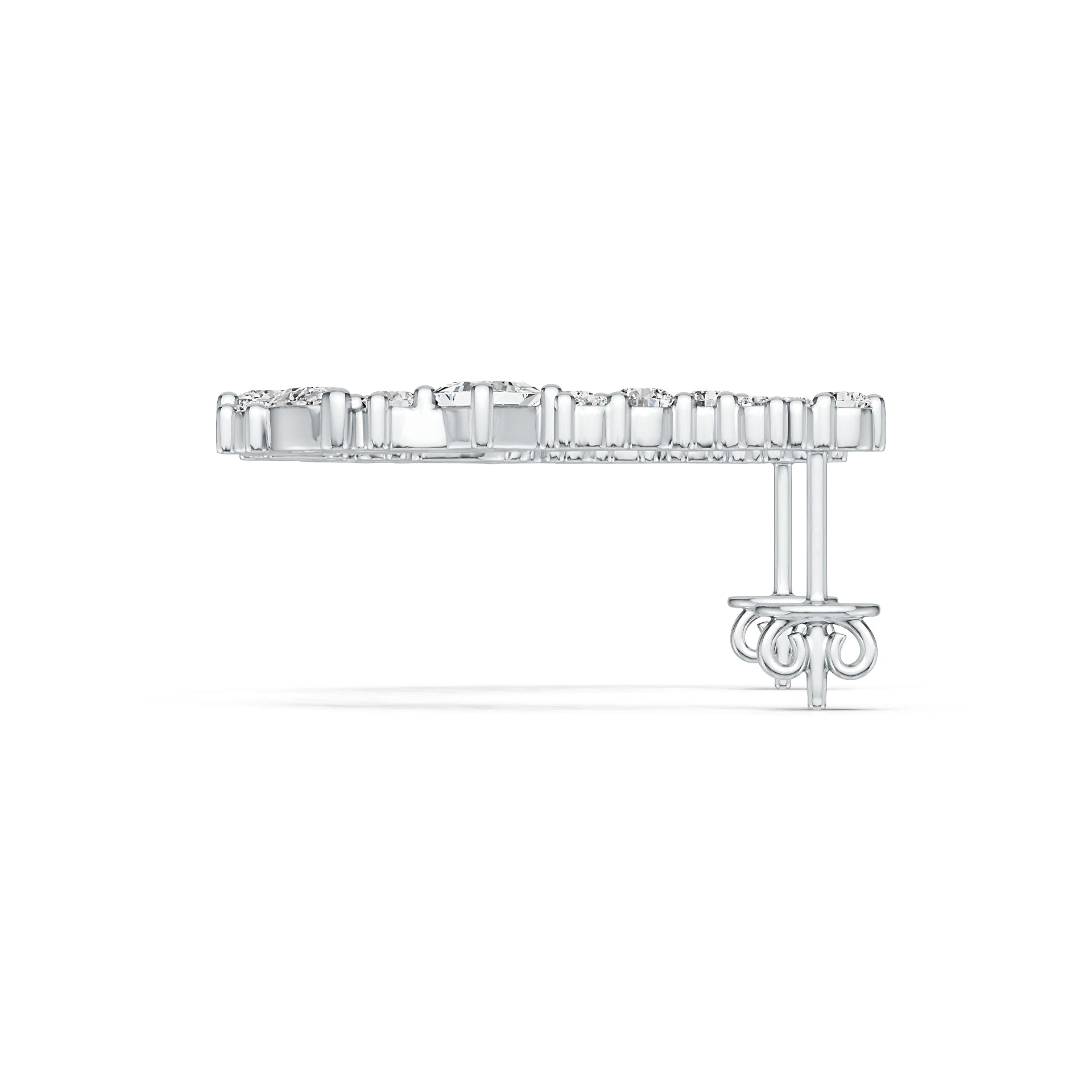 Platinum Semi Mount Earrings Setting Marquise MQ 6X3mm MQ 5X2.5mm SQ 3X3mm Diamond Accent DHJ