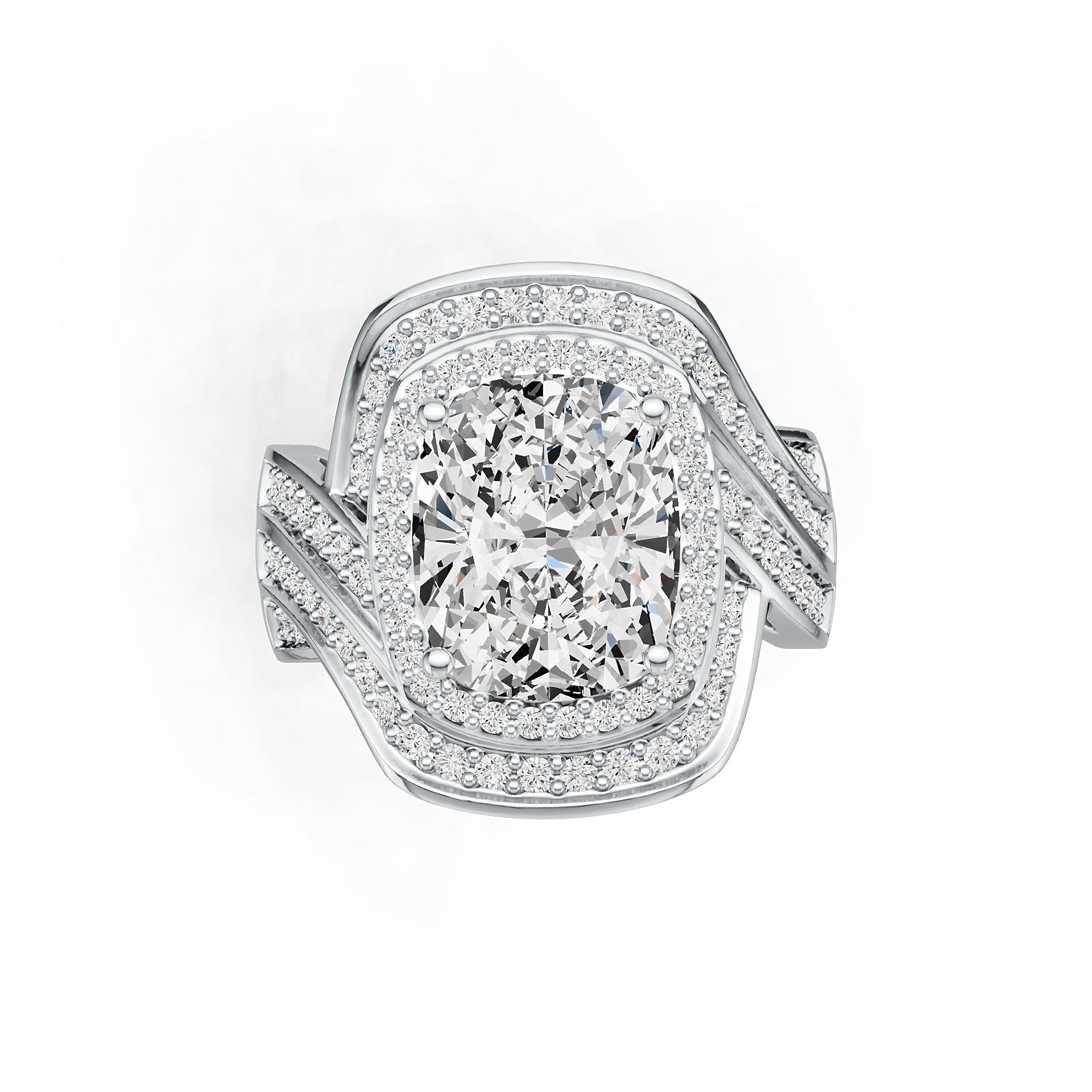 14K Gold Semi Mount Ring Setting Cushion CU 11X9mm Diamond Accent DHJ