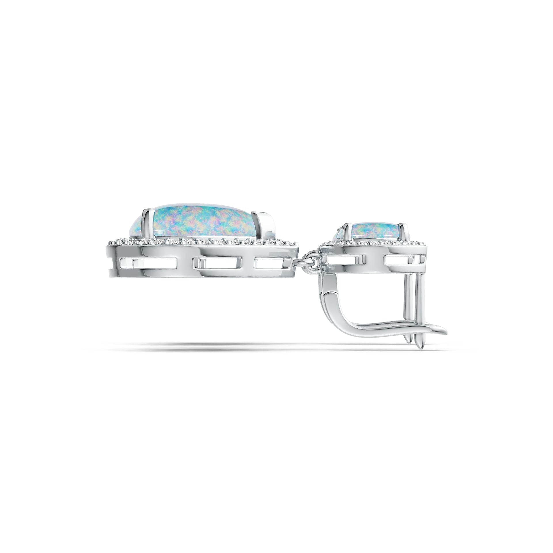 Sterling Silver Semi Mount Earrings Setting Pear PE 15X12mm OV 8X6mm Cabochon - Syzjewelry