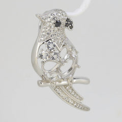 14K Gold Semi Mount Pendant Setting OV 8x6mm 6x4 PE 7x5mm Bird Theme Diamond Accent Syzjewelry