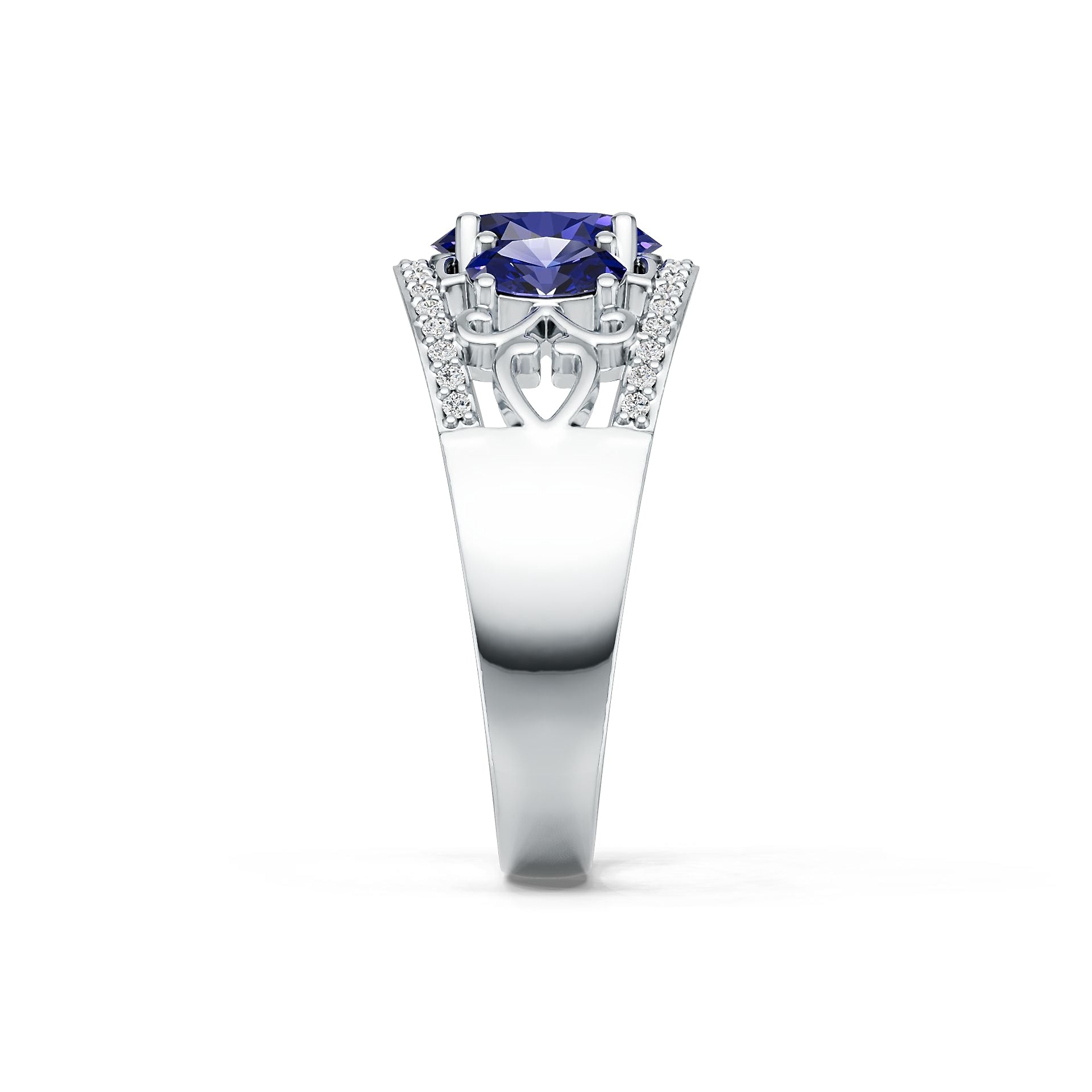 14K Gold Semi Mount Ring Setting Round Ro 5x7mm Diamond Accent Syz Jewelry