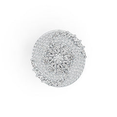 Platinum Cluster Cocktail Ring with White Topaz or Moissanite Diamond Accent DHJ