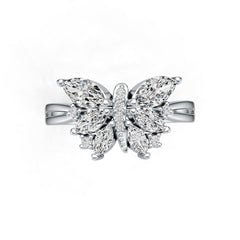 14K Gold Semi Mount Ring Setting Marquise MQ 8X4mm 6X3mm 5X2.5mm Butterfly Theme Diamond Accent DHJ