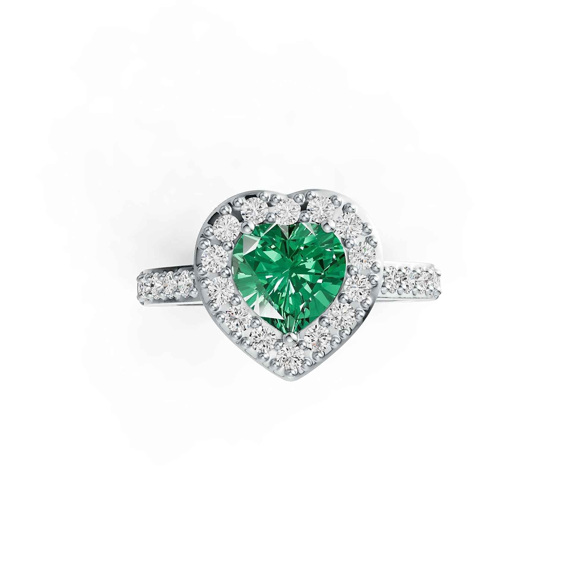 18K Gold Semi Mount Ring Setting Heart HT 8X8mm Solitaire Halo Diamond Accent DHJ