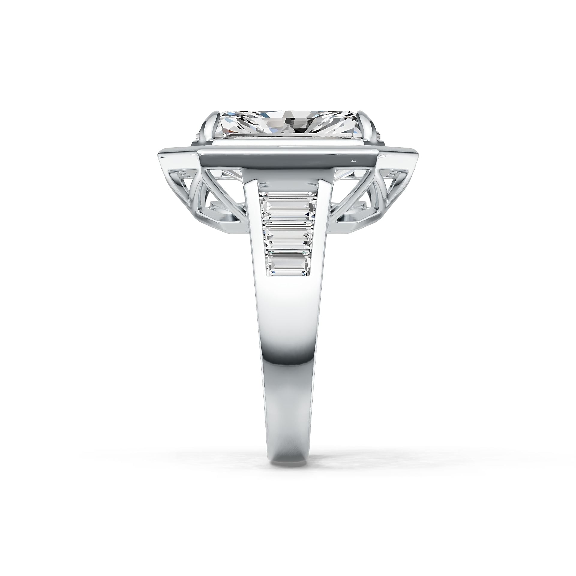 Sterling Silver Semi Mount Ring Setting Emerald OCT 15x13mm DHJ