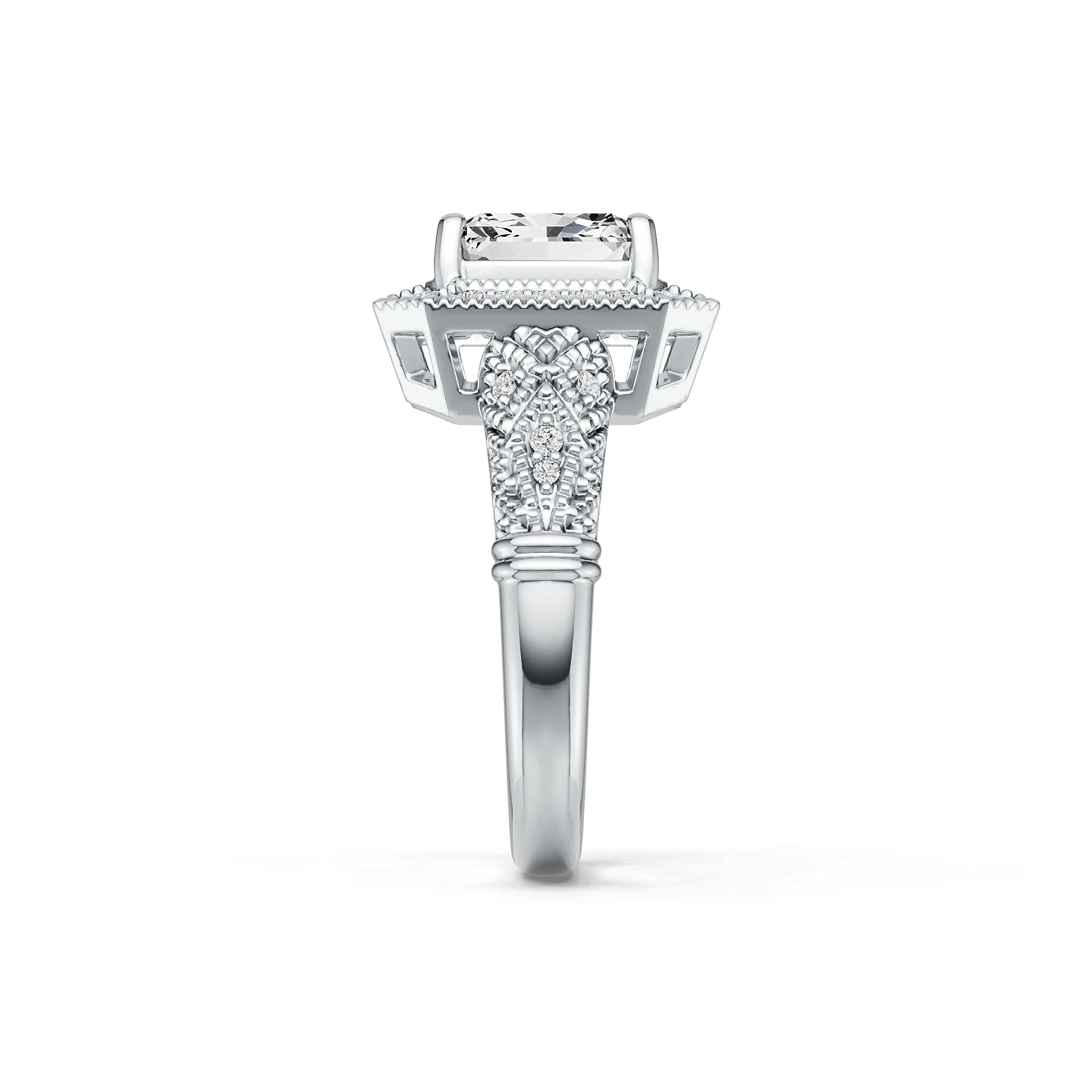 Sterling Silver Semi Mount Ring Setting Emerald OCT 8X8mm DHJ