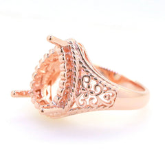 Art Deco 14K Gold Semi Mount Ring Setting Pear PE 14x10mm Syzjewelry
