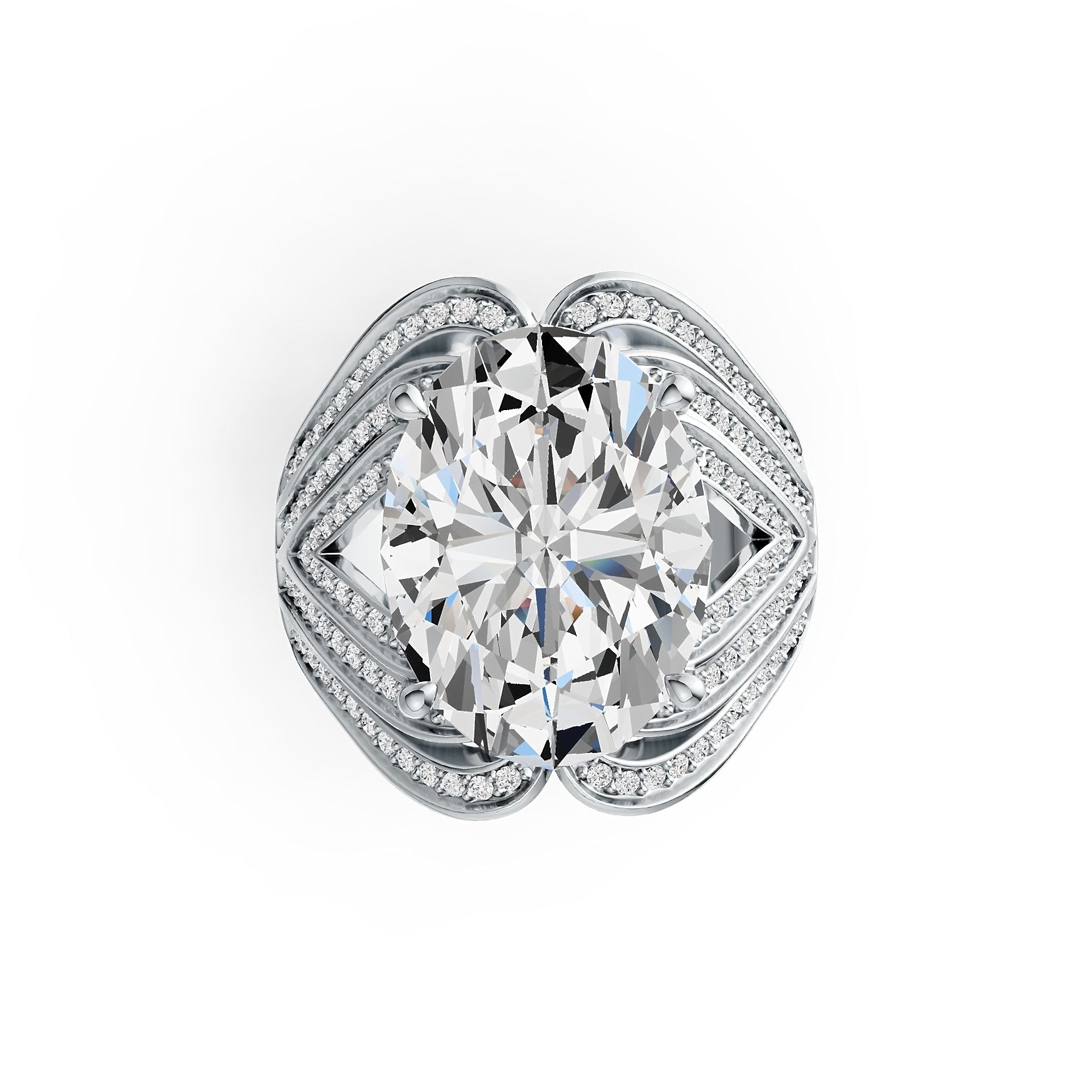 Platinum Semi Mount Ring Setting Oval OV 16X12mm with Split Shank Diamond Accent DHJ