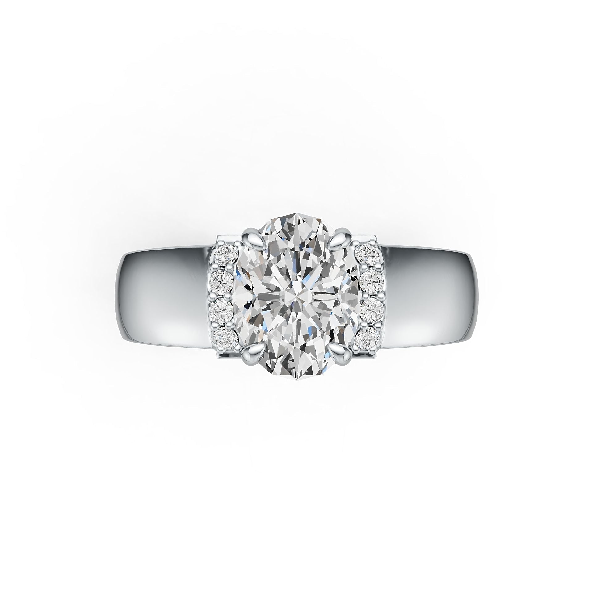 Platinum Semi Mount Ring Setting Oval OV 9X7mm Diamond Accent DHJ