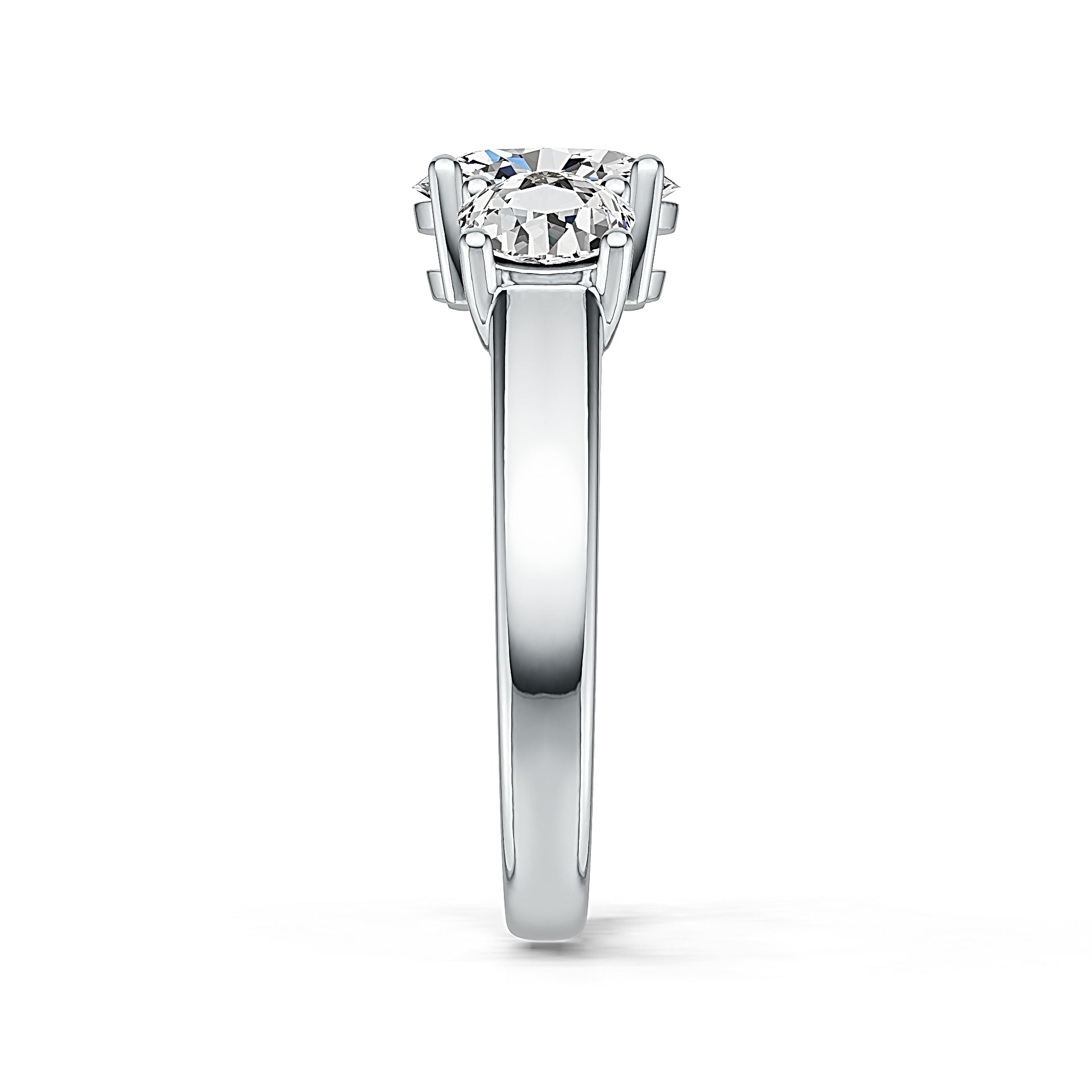 Sterling Silver Semi Mount Ring Setting OV 8.1x6.1mm RD 5.1x5.1mm 3 Stone Ring Syzjewelry