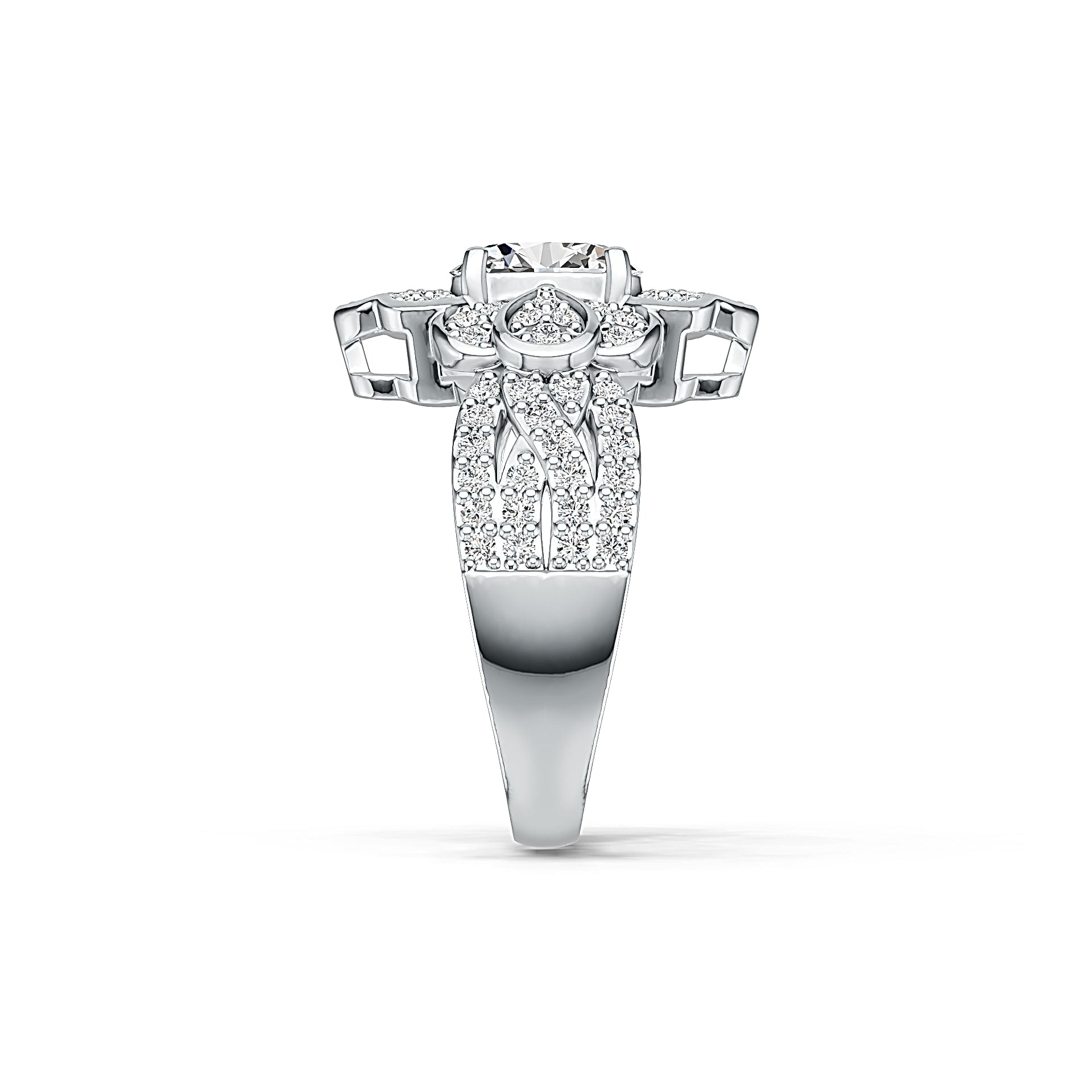 Sterling Silver Semi Mount Ring Setting Oval OV 8X6mm Flower Theme DHJ