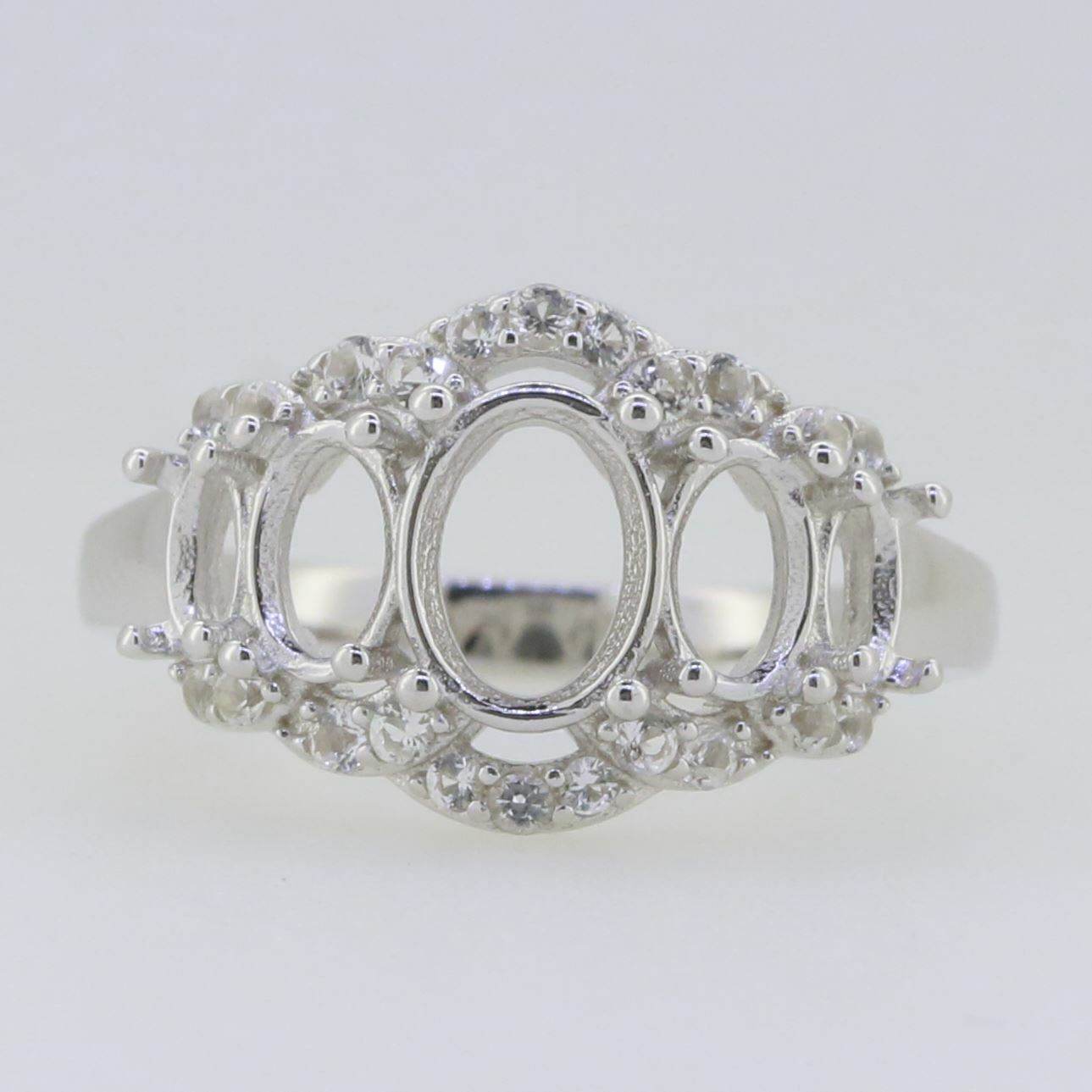 18K Gold Semi Mount Ring Setting Oval OV 8X6mm 6x4mm 5x3m Whi Diamond Accent Syzjewelry