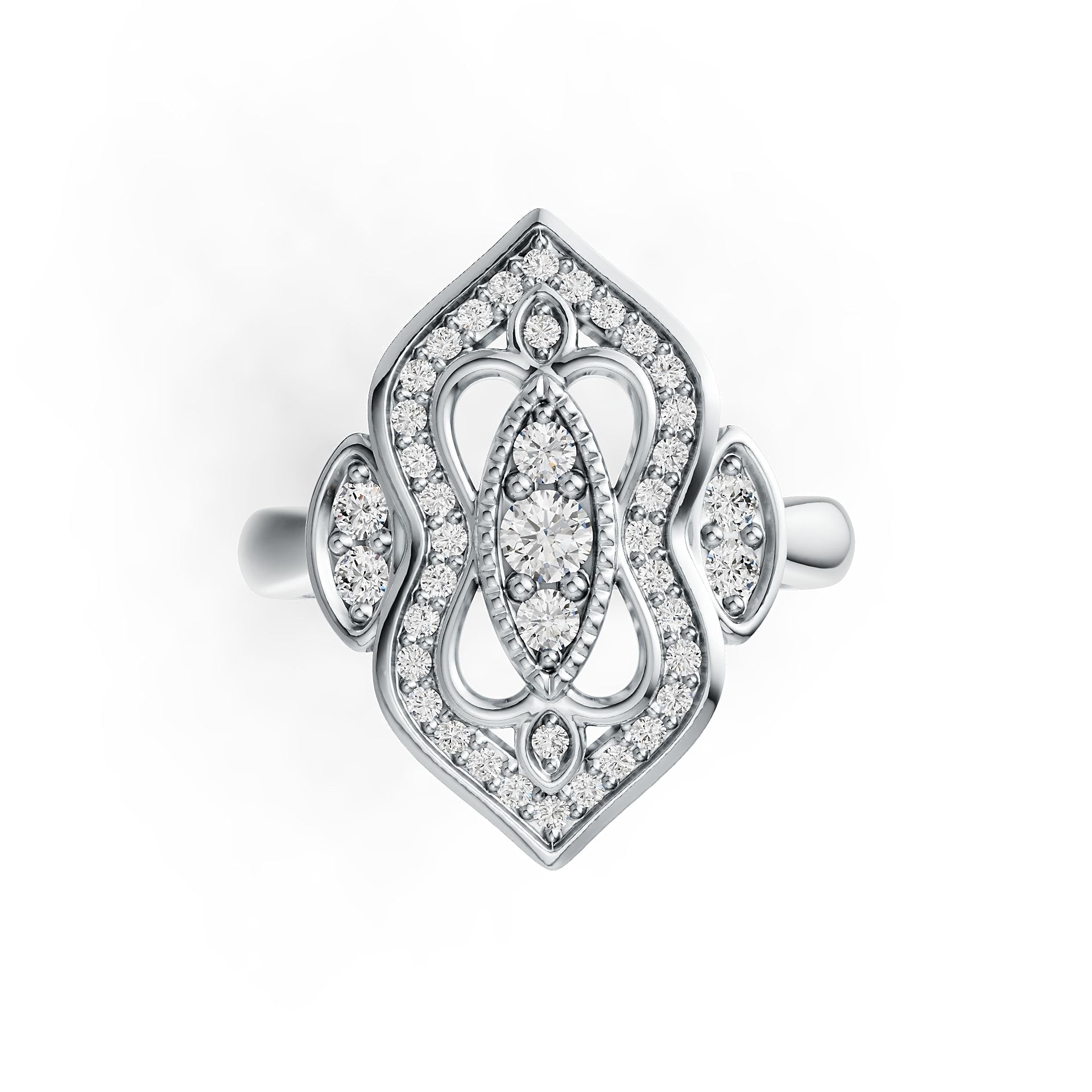 Platinum Ring with or Moissanite Vintage-Inspired Diamond Accent DHJ