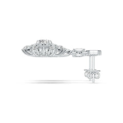 14K Gold Semi Mount Earrings Setting Round RD 6x6mm Diamond Accent DHJ