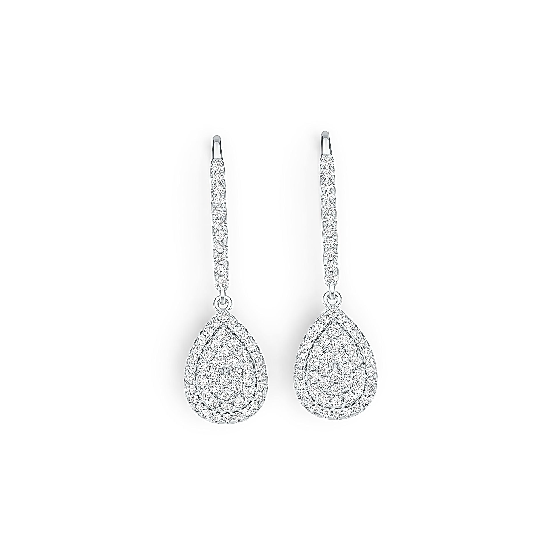 18K Gold Dangling Earrings with White Topaz or Moissanite Diamond Accent DHJ