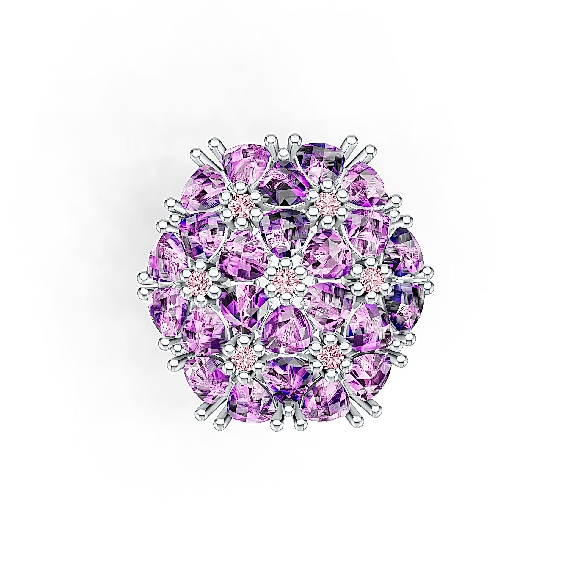 Platinum Semi Mount Ring Setting Trillion TRI 4X4mm Cocktail Ring Diamond Accent DHJ