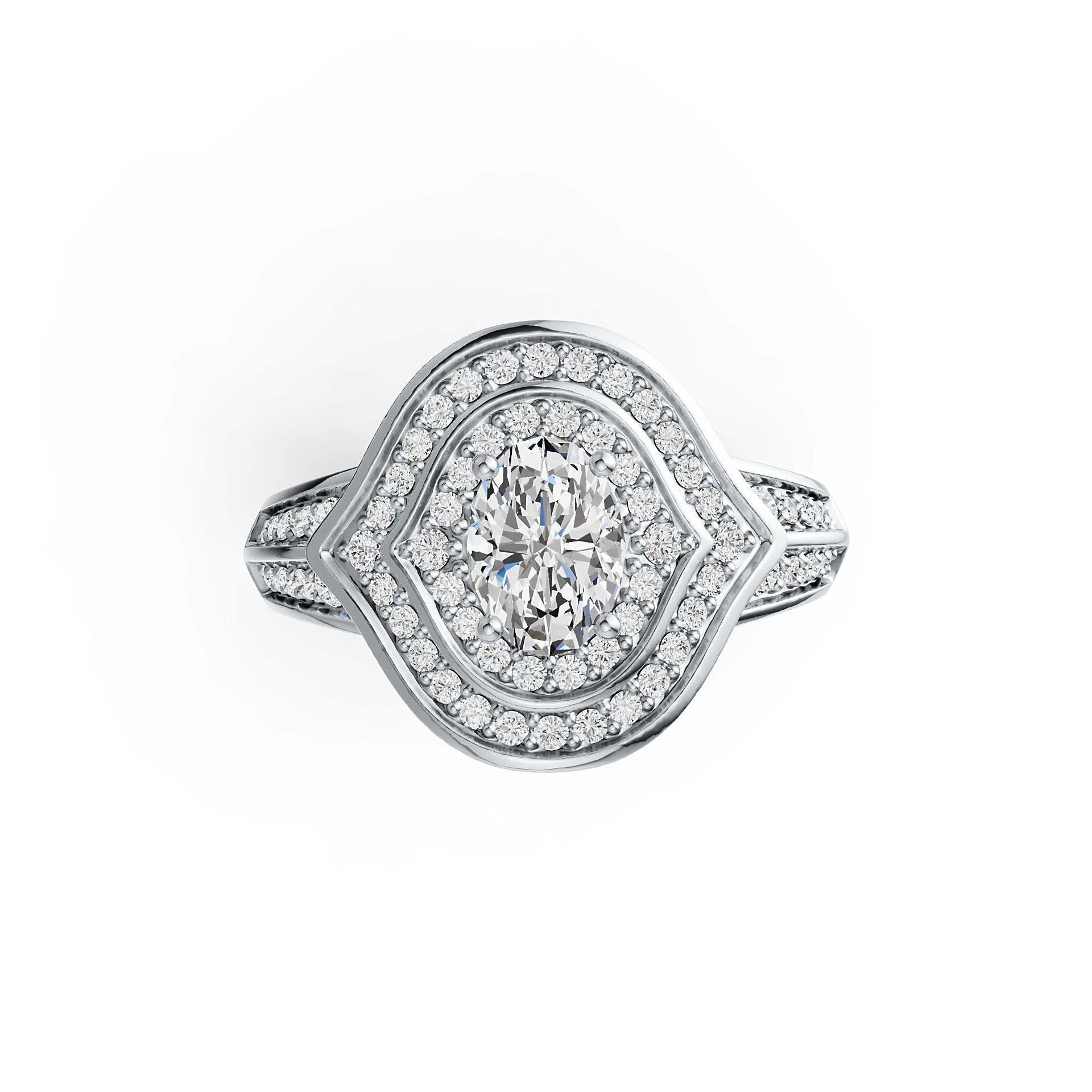 Platinum Semi Mount Ring Setting Oval OV 7X5mm Diamond Accent DHJ