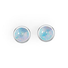 14K Gold Semi Mount Earrings Setting Round RD 8x8mm Cabochon Stud DHJ