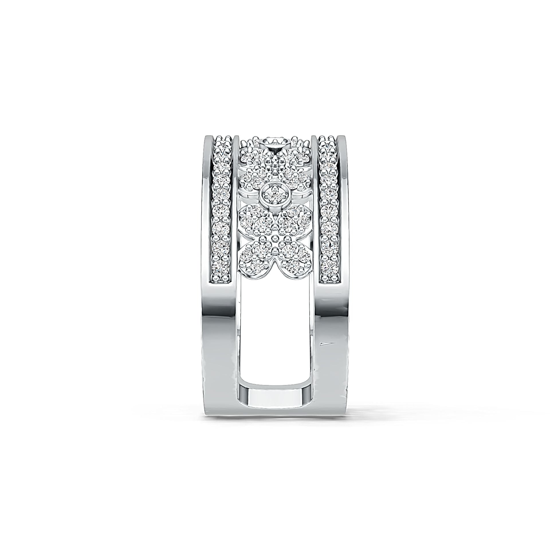 Sterling Silver Ring Multi-Row with White Topaz or Moissanite - Syzjewelry