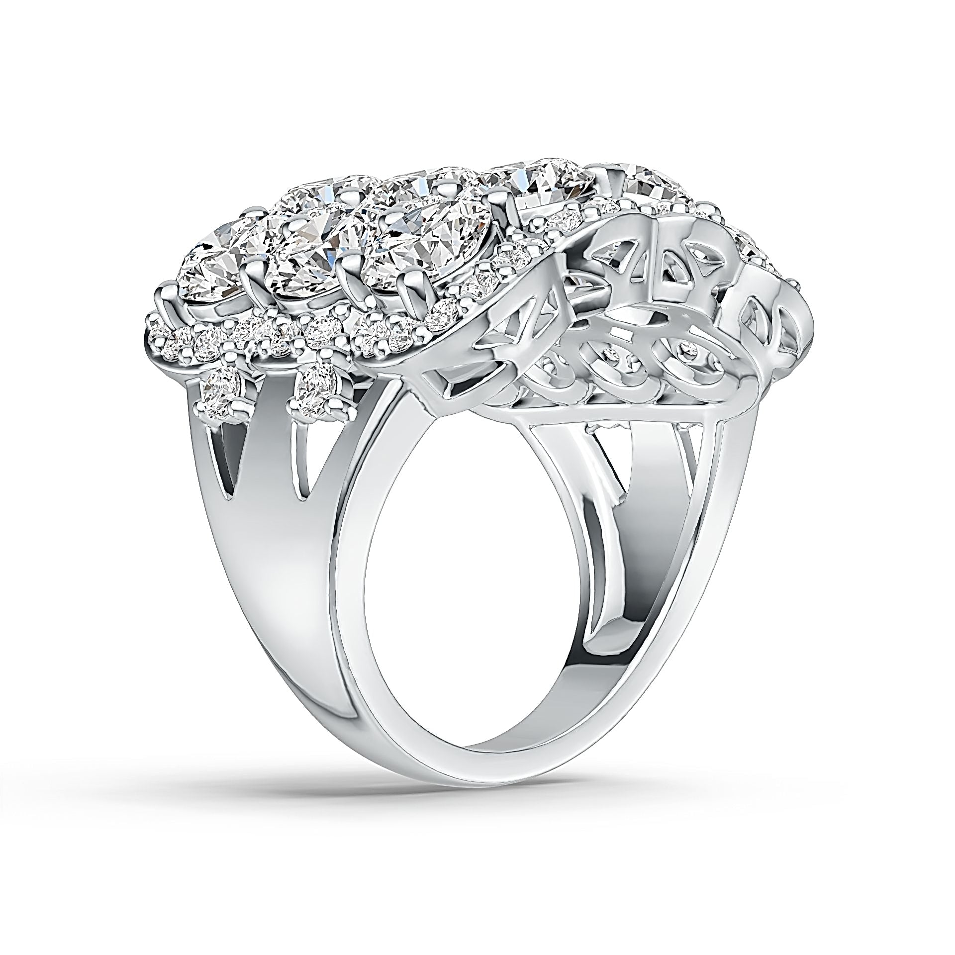 10K Gold Semi Mount Ring Setting Round RD 5x5mm Moissanite Accent DHJ
