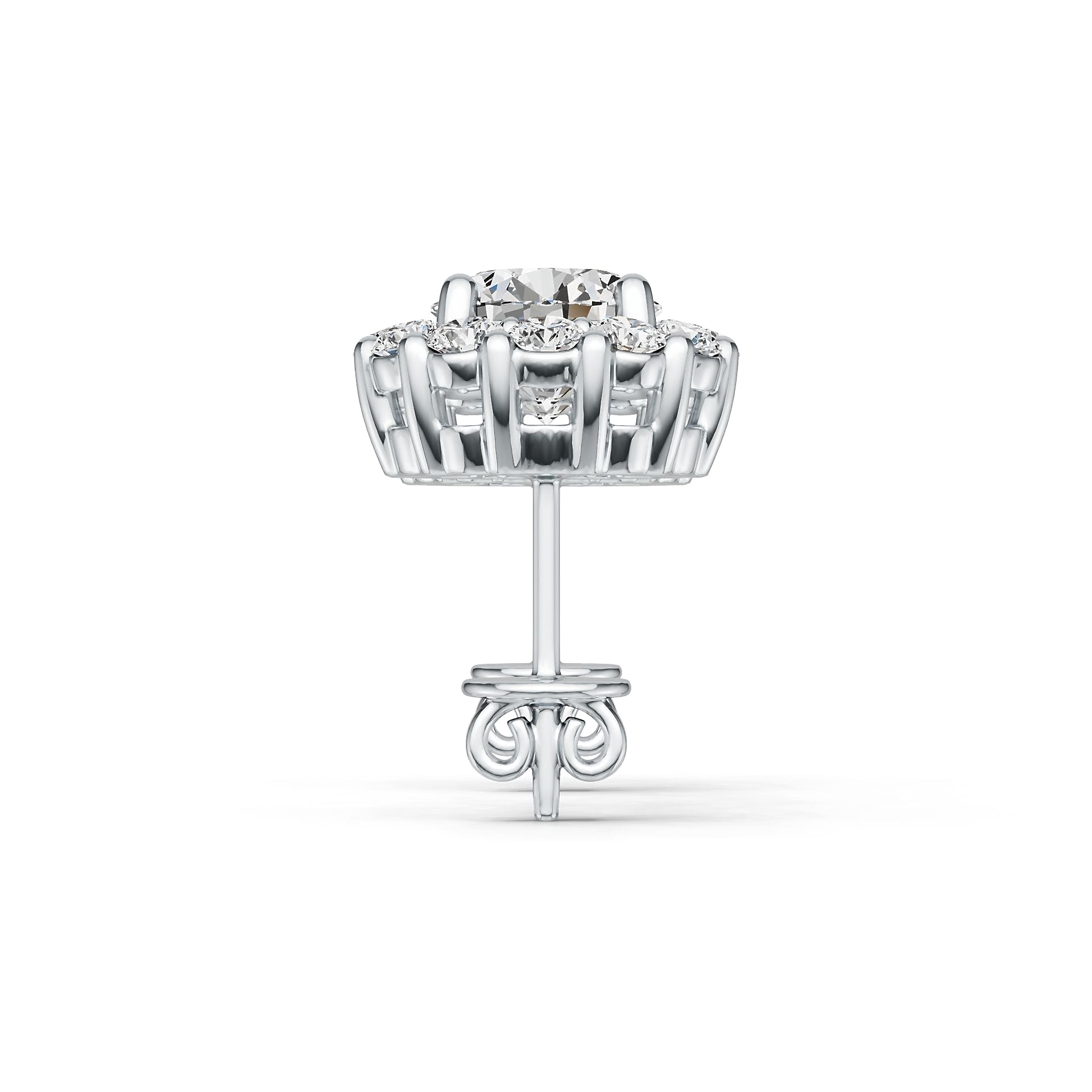 Sterling Silver Semi Mount Earrings Setting Round RD 6x6mm Halo DHJ