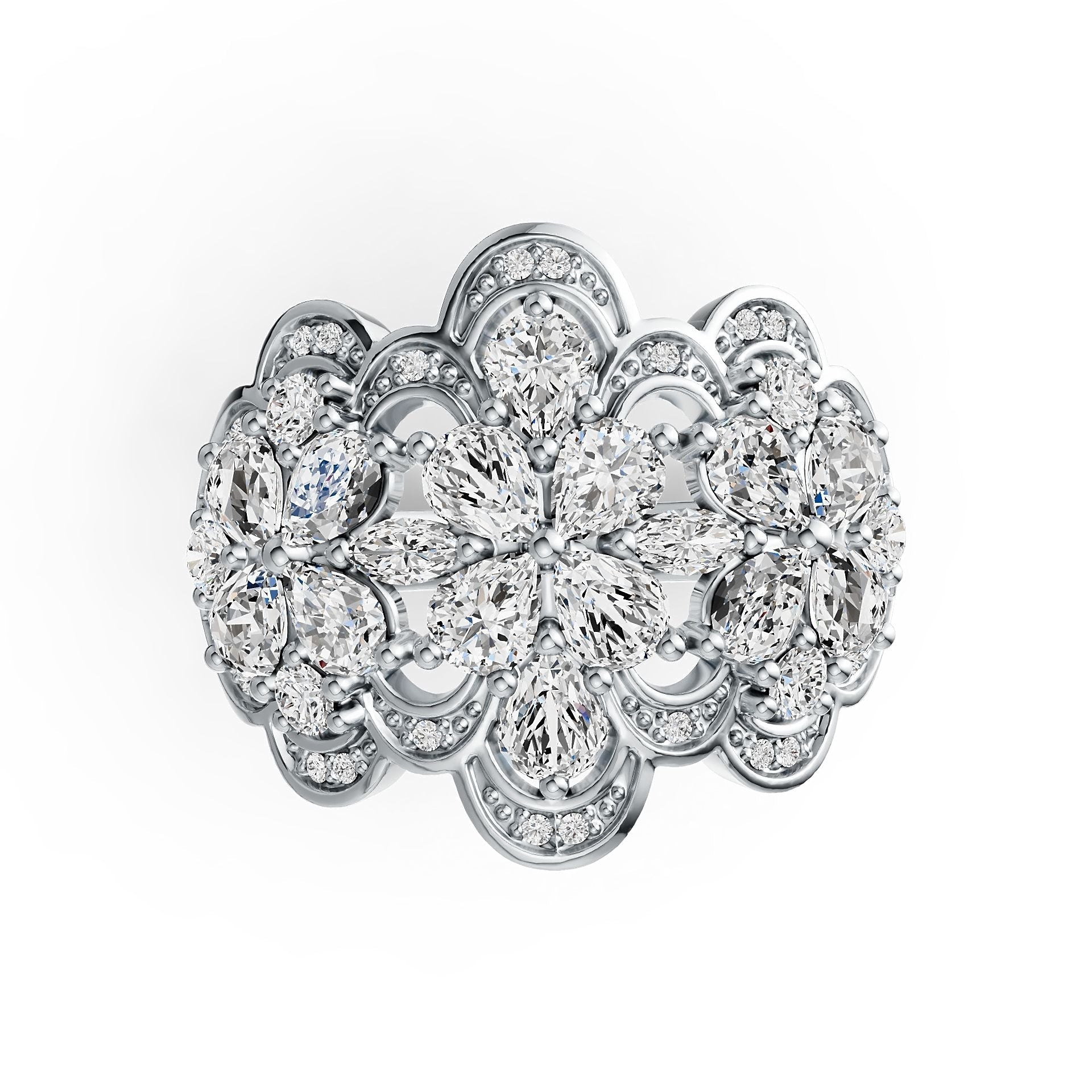 Platinum Semi Mount Ring Setting Pear PE 4X3mm Diamond Accent DHJ