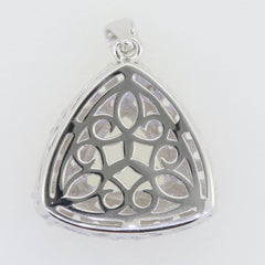 sterling Silver Semi Mount Pendant Setting Trillion Tri 10x10mm Halo Diamond Accent Syzjewelry