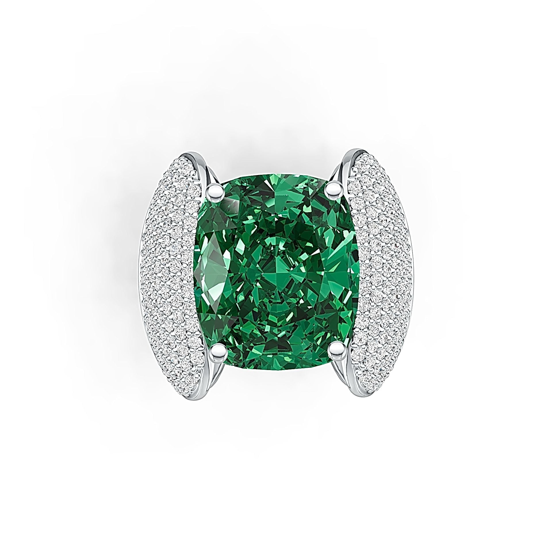 10K Gold Semi Mount Ring Setting Cushion CU 14X12mm with White Topaz Moissanite Accent DHJ