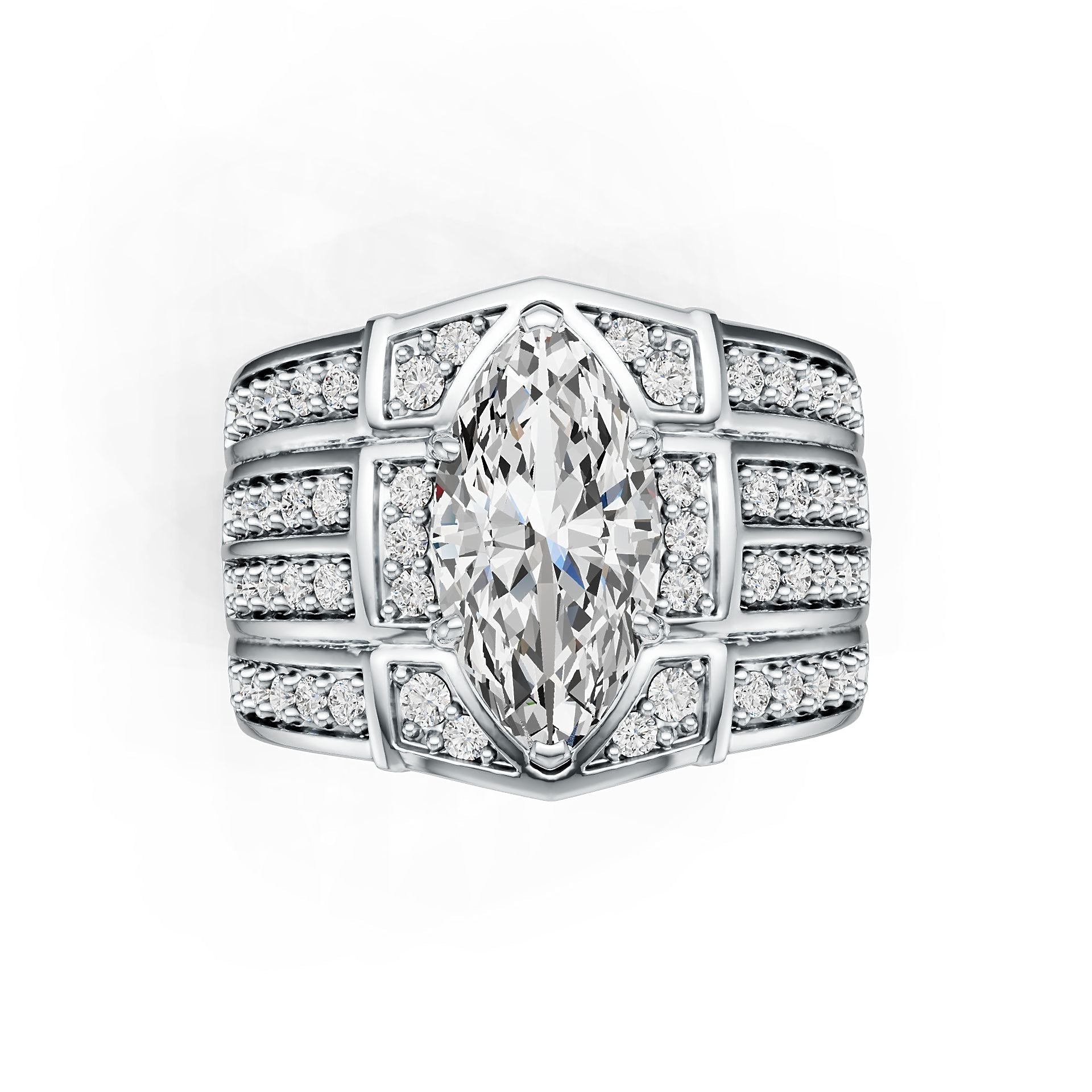 Platinum Semi Mount Ring Setting Marquise MQ 14X7mm with Diamond Accent DHJ