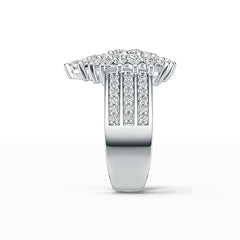 Sterling Silver Cluster Ring Pear-Shaped with White Topaz or Moissanite DHJ